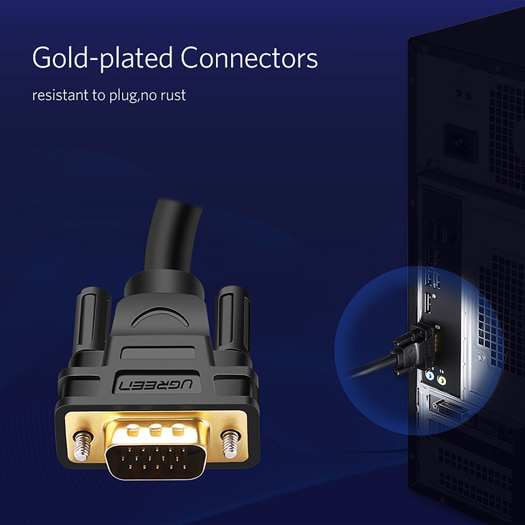 Cáp VGA Male to Male Hỗ trợ Full-HD 1080P Cao Cấp UGREEN VG101