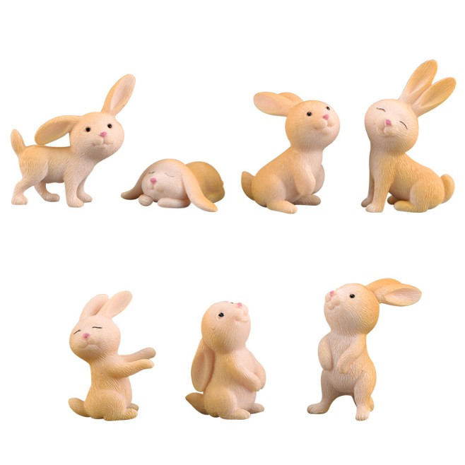 Combo 07 con thỏ dễ thương trang trí tiểu cảnh, móc chìa khóa, DIY
