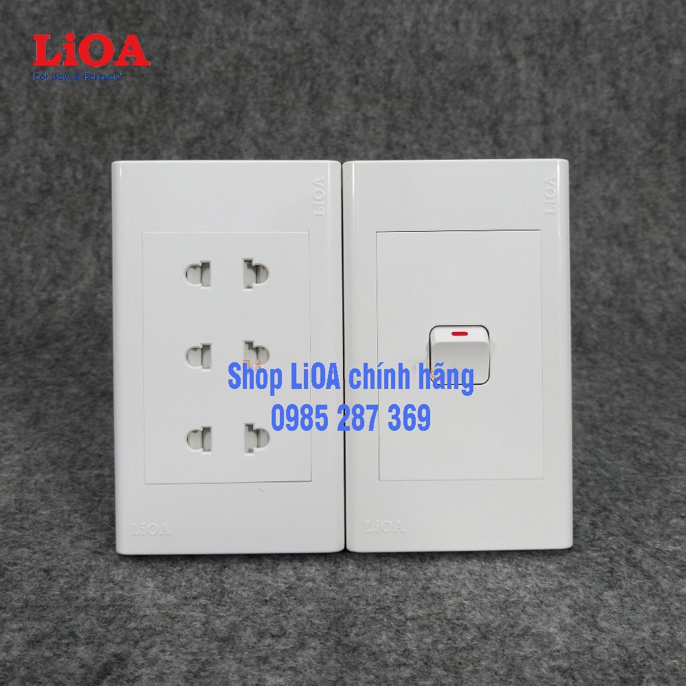 Combo ổ cắm điện ba 2 chấu LiOA 16A 3520W + 1 công tắc điện - Lắp âm tường