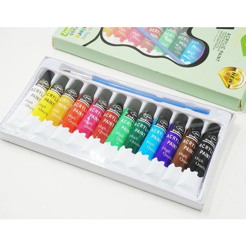 Bộ 12 màu sơn Acrylic 12ml (kèm 1 cọ vẽ)