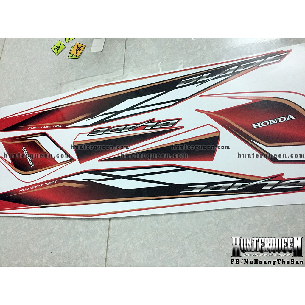 Tem rời Honda Wave Blade mẫu zin, dán xe đỏ. Decal tem chế đẹp, chất lượng. Sắc nét, bền màu