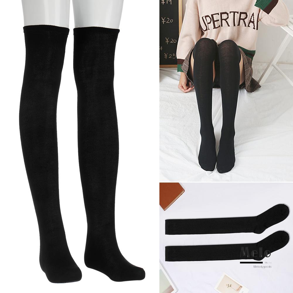 Vớ cotton cao qua gối co giãn nhiều màu sắc thời trang cho nữ