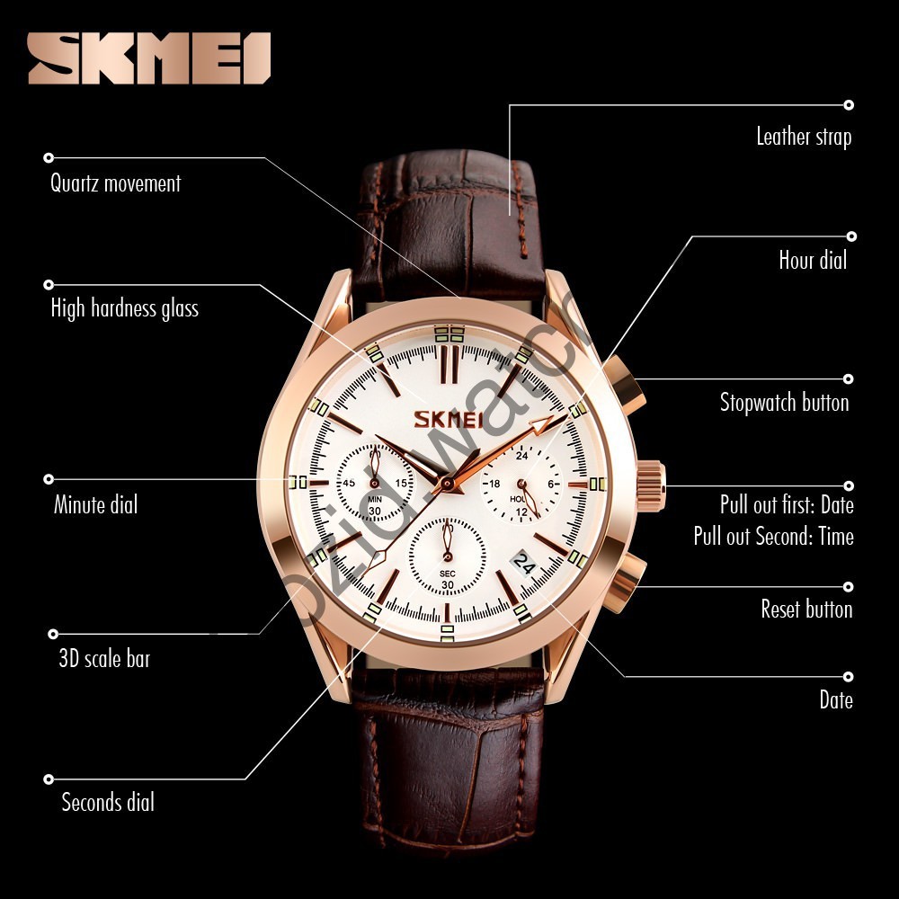 Đồng hồ nam SKMEI chạy 6 kim có lịch dây da cao cấp hàng chính hãng SM39 -Gozid.watches