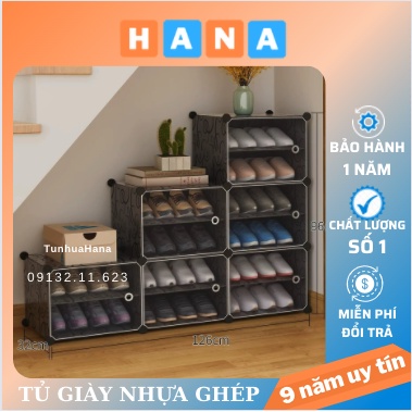 Tủ giày nhựa lắp ghép 12 ngăn (đựng 24 đôi giày) - Tủ nhựa ghép đựng giày 12 ô