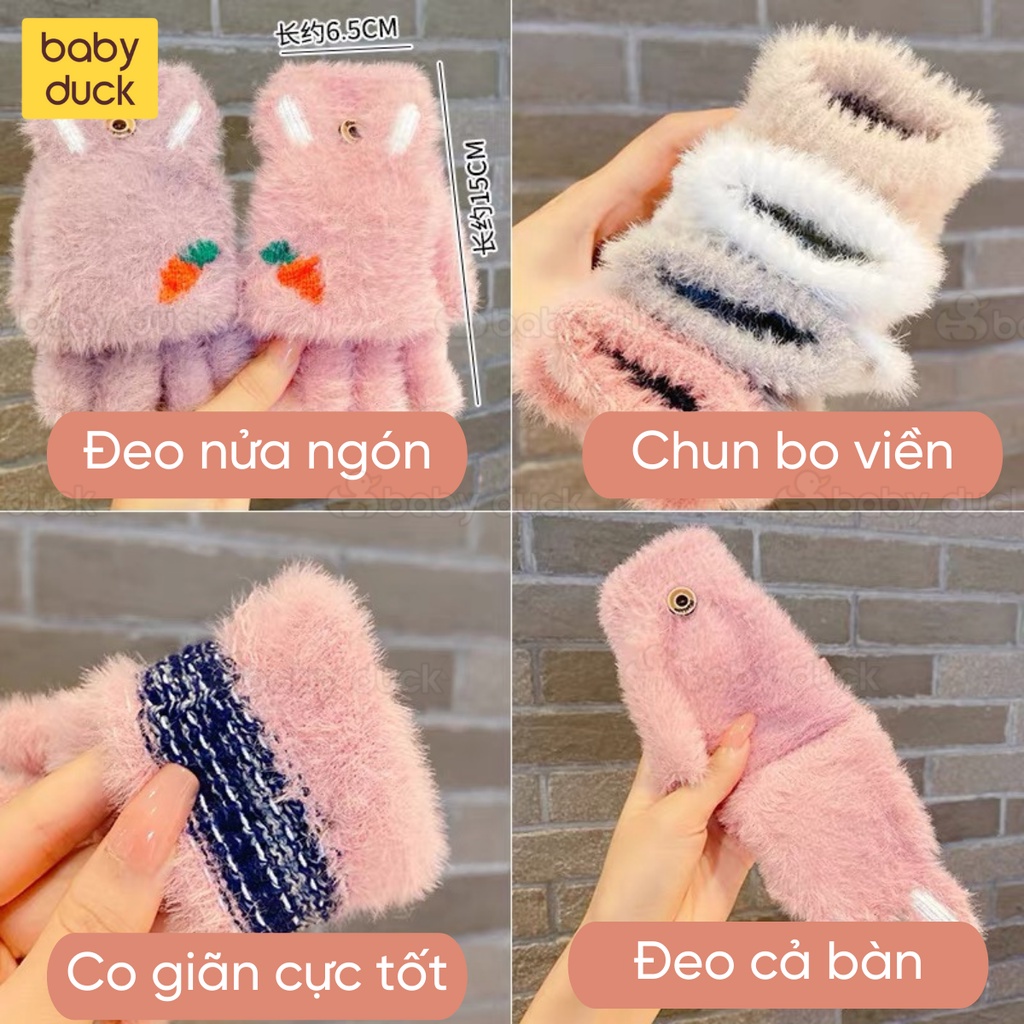 Găng tay len lông chồn giả NGƯỜI LỚN cho nam/nữ siêu ấm và mềm mịn