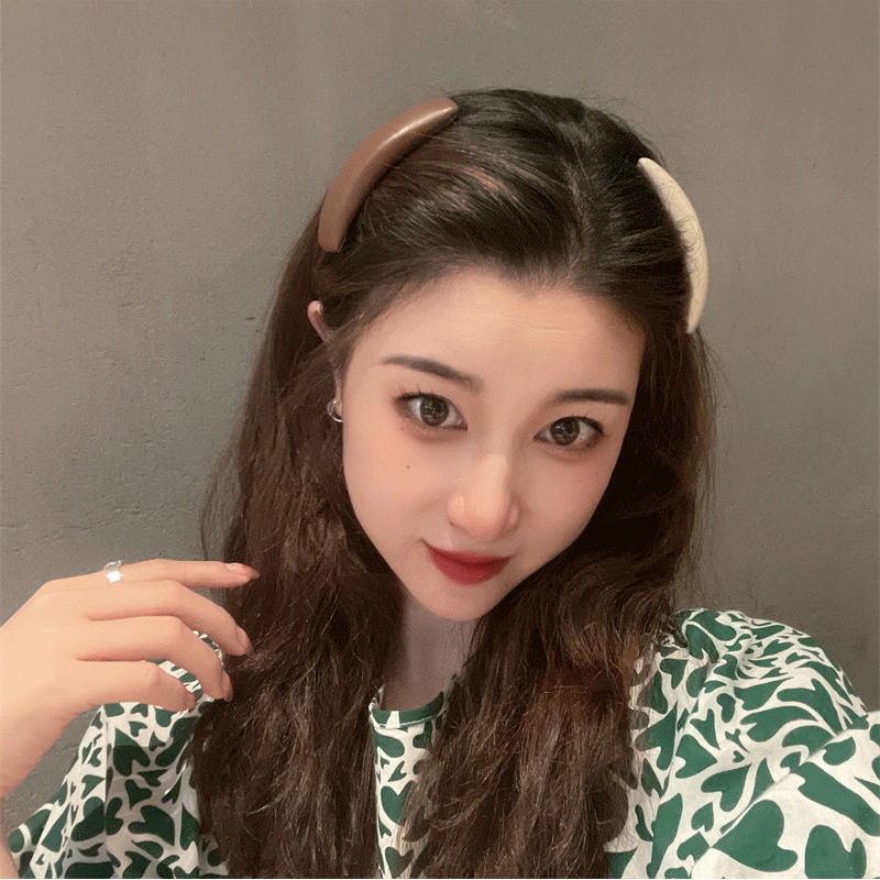 Kẹp Tóc Bằng Da Màu Trà Sữa Phong Cách Hàn Quốc