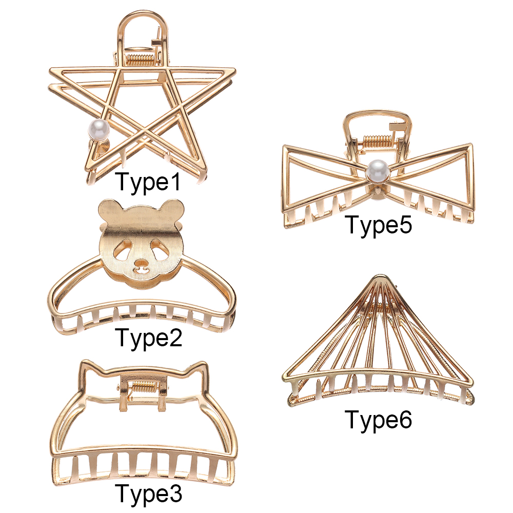 Kẹp Tóc Kim Loại Họa Tiết Hình Học Thời Trang