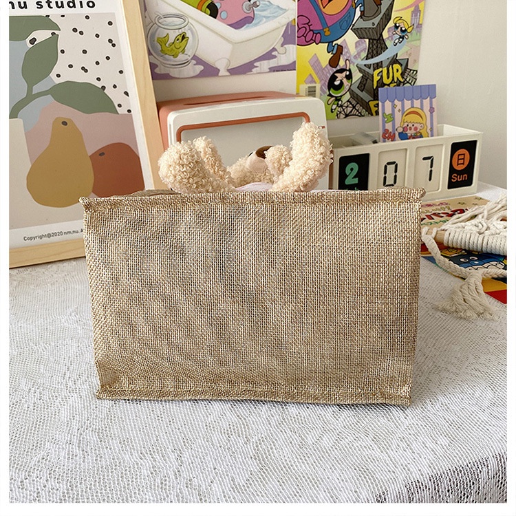 Túi cói tote mini Loang Gấu Phong cách Hàn Quốc TC004