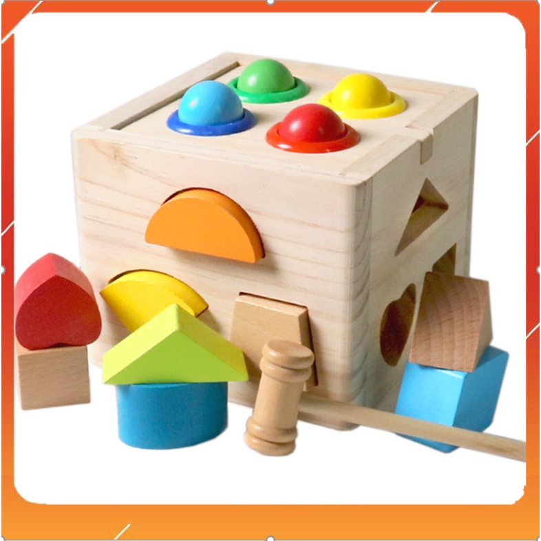 Đồ chơi bộ đập bóng thả hình khối - đồ chơi gỗ thông minh montessori giúp bé tăng khả năng tư duy phát triển trí tuệ