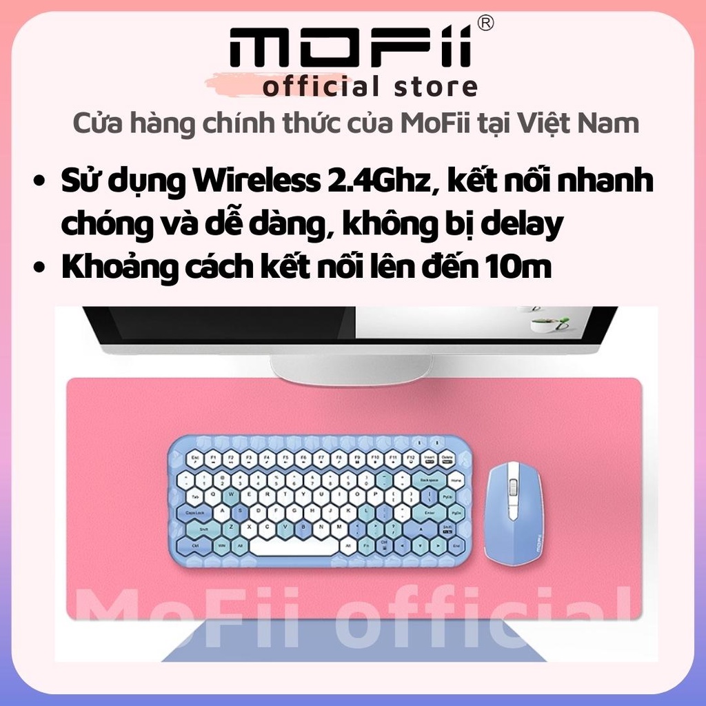 MOFII HONEY 84 COMBO BÀN PHÍM GIẢ CƠ KHÔNG DÂY VÀ CHUỘT - VERSION 2022 - DÙNG CHO LAPTOP, PC, ĐIỆN THOẠI, MÁY TÍNH BẢNG