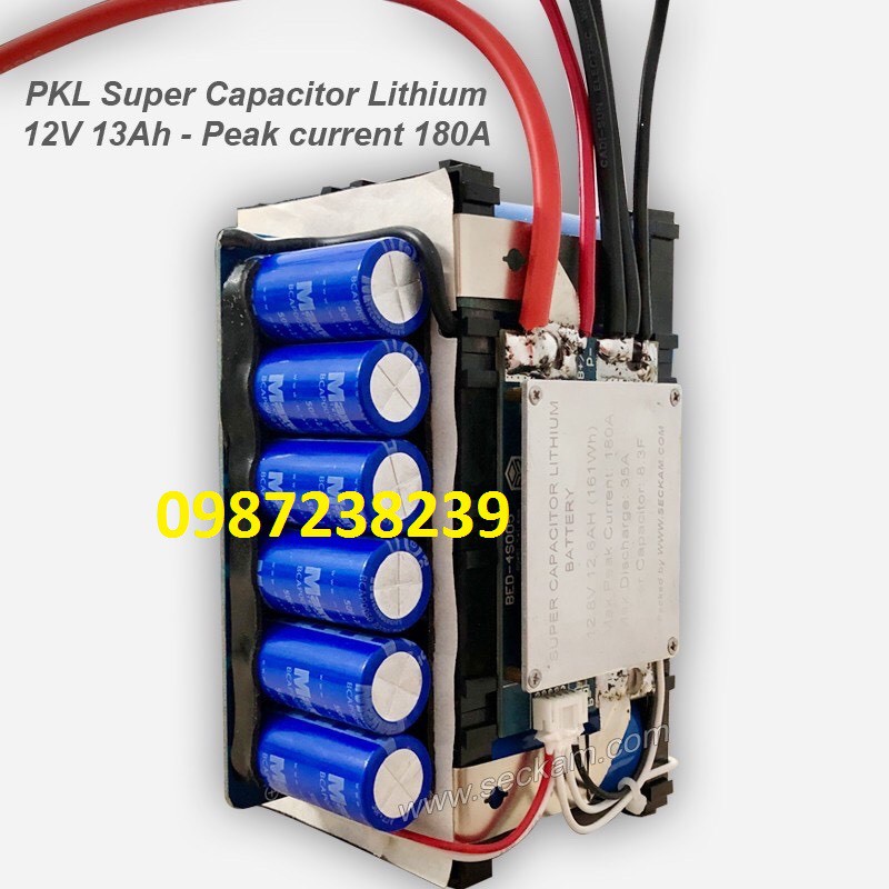 Acquy siêu tụ điện cho xe phân khối lớn 13AH xả 180A PKL Lithium Capacitor