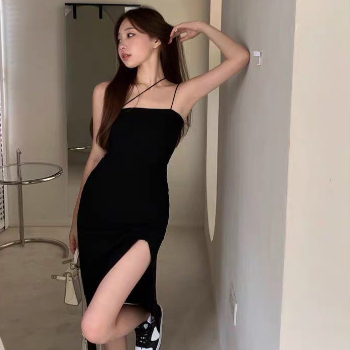 Đầm Hai Dây Chéo Xẻ Tà MIMILA  Váy Body ( Hàng Thiết Kế ) Siêu Sang Chảnh, Siêu Tôn Dáng - MBD014