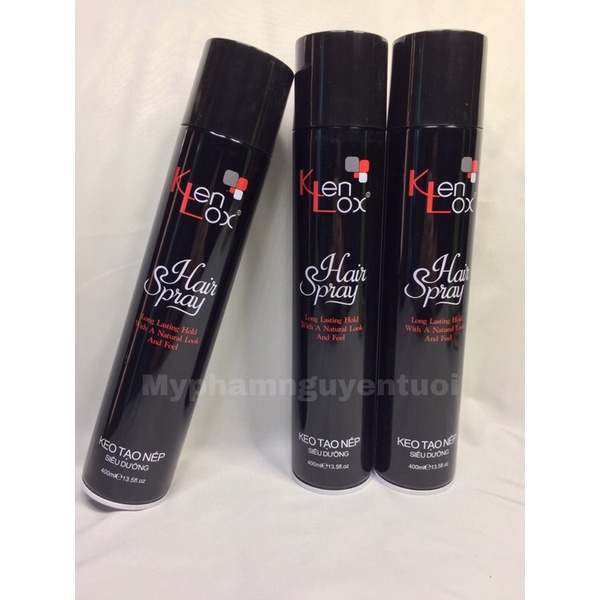 Gôm xịt tóc Kenlox Hair Spray tạo nếp siêu dưỡng 400ml