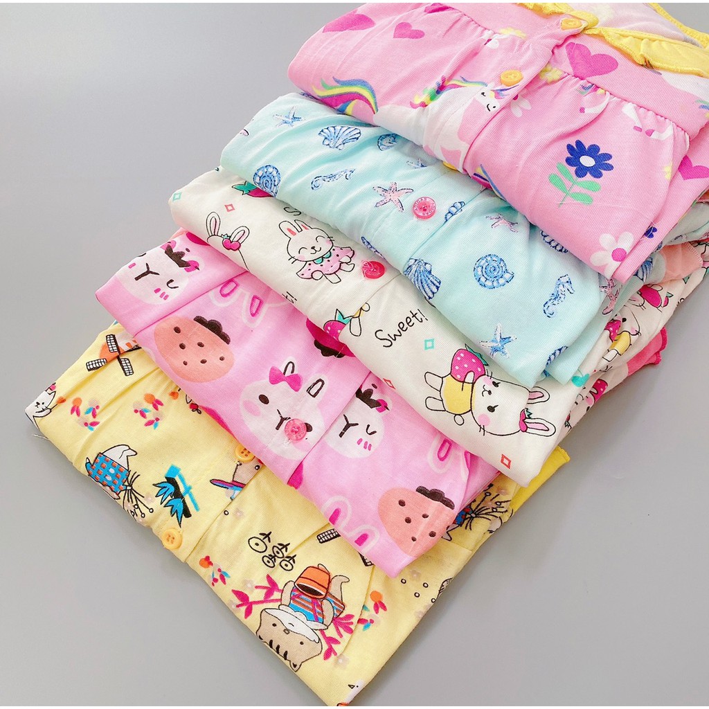 Bộ đồ ngủ thun cotton tay dài dành cho bé gái từ 12kg đến 32kg - Mebena shop