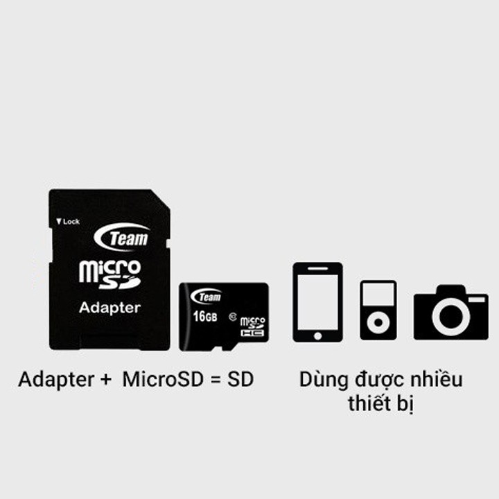 Thẻ nhớ MicroSD Team Class 10 16Gb tặng kèm Adapter