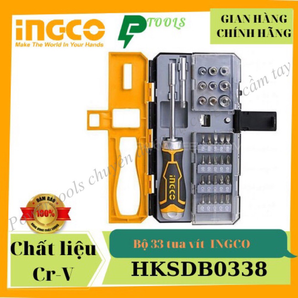 Bộ tua vít đa năng 33 chi tiết INGCO HKSDB0338 tuốc nơ vít đóng mở 2 chiều tự động có nam châm sửa điện thoại máy tính
