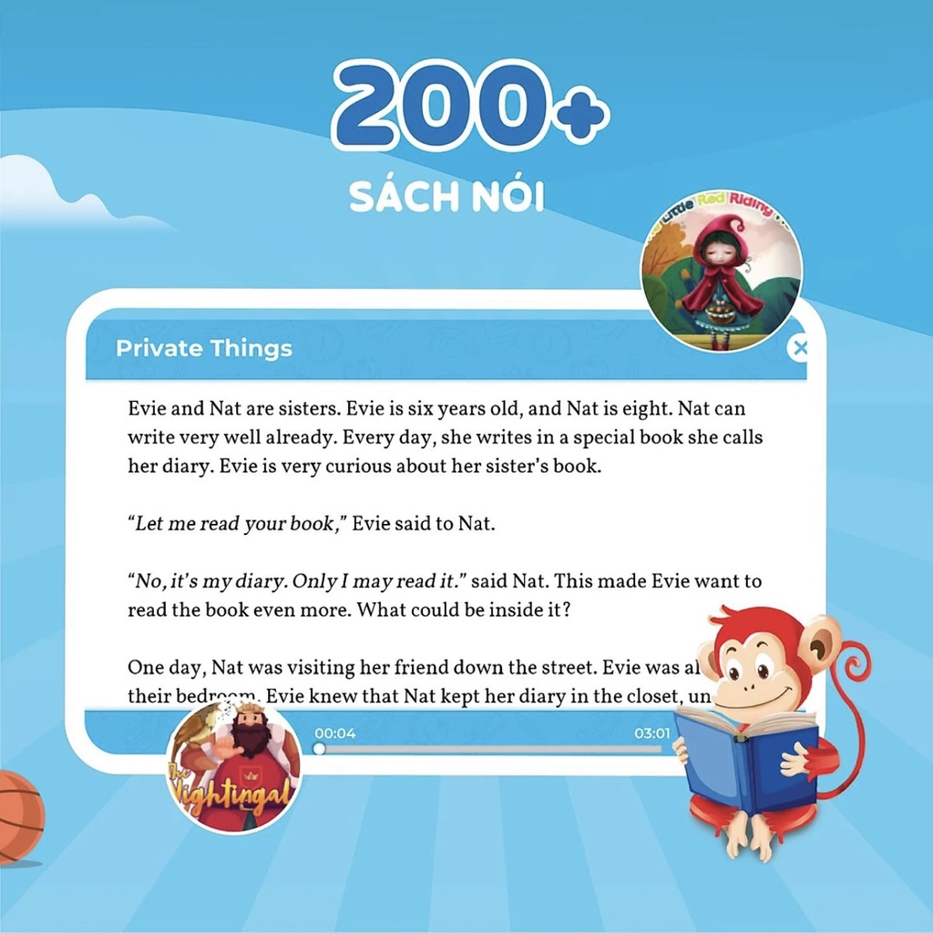 Monkey Stories trọn đời  Toàn quốc [E-voucher]-Voucher Mã học phần mềm tiếng Anh (Trọn đời, 1 năm, 6 tháng)