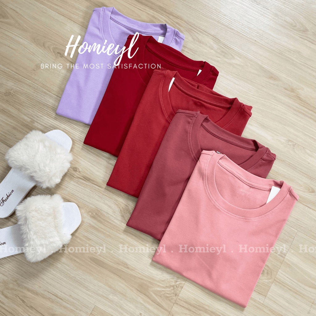 Áo thun trơn nữ cổ tròn cộc tay dáng ôm body basic Homieyl cao cấp, áo phông trơn nữ cotton O đen trắng H207