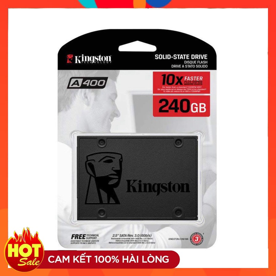Ổ Cứng SSD Kingston NOW A400 240GB 2.5'' SATA III -Tặng Cáp sata 3.0 - Hãng phân phối chính thức