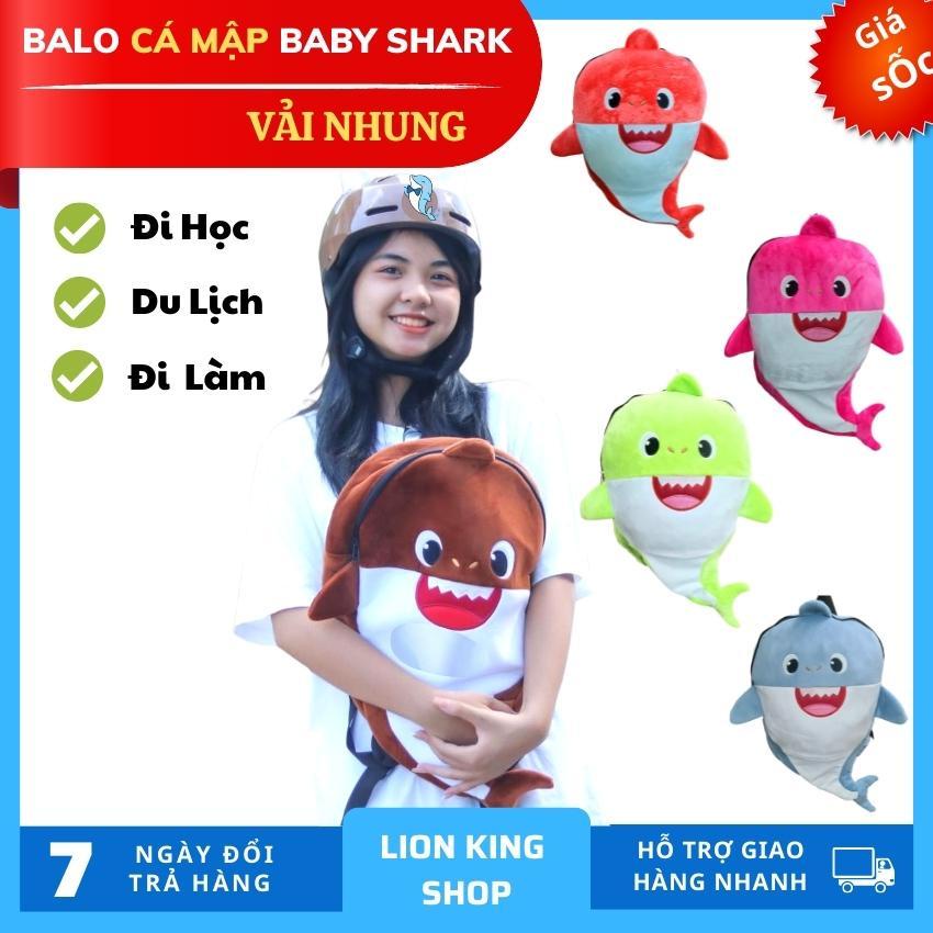 Balo cá mập Baby Shark vải nhung, balo phượt, đi chơi, du lịch đựng nón full-face Size Lớn siêu cute.