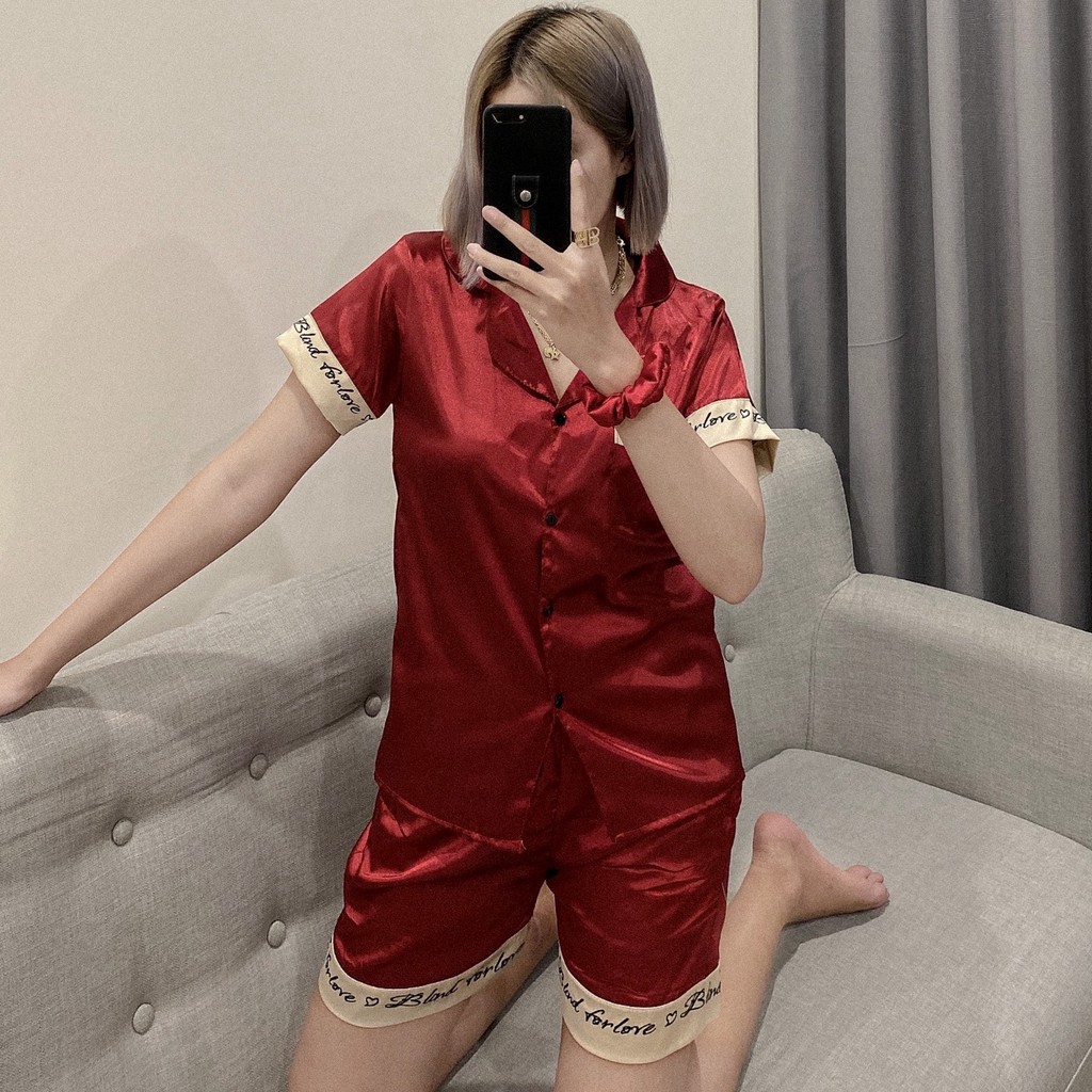 Bộ Ngủ Lụa Cộc Tay - Bộ Pijama Lụa Cao Cấp [FREESHIP] Hàng Thiết Kế, Chất Lụa Mịn Màng, Form Rộng Thoải Mái,Thoáng Khí | BigBuy360 - bigbuy360.vn