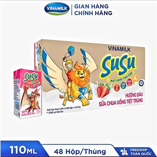 [HSD T11-2024] Thùng 48 Hộp Sữa Chua Uống Susu IQ Hương Dâu 110ml.