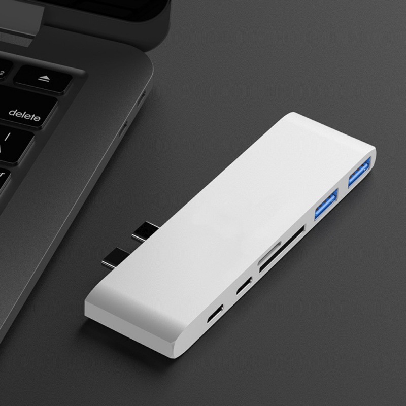 Bộ Hub Chuyển Đổi Usb-C Type-C Sang Usb3.0X2 + Usb-C + Pd + Sd + Tf 6 Trong 1 Cho Macbook