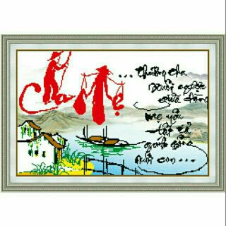 Tranh thêu cha mẹ 223005 kích thước :53×38cm
