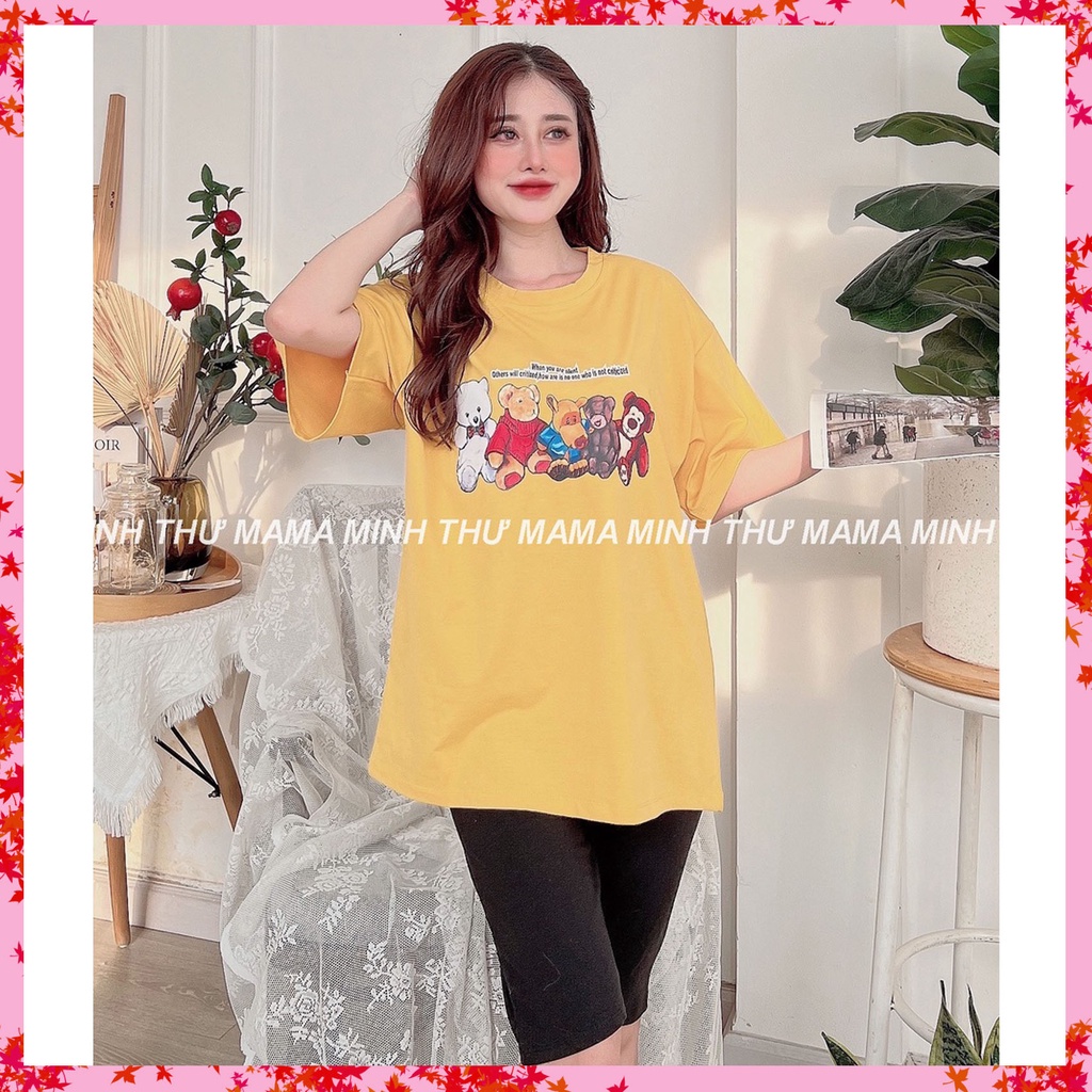 Bộ bầu mặc nhà - chất liệu cotton - kiểu mới thời trang ( bộ lửng ép 5 Gấu Nhỏ )