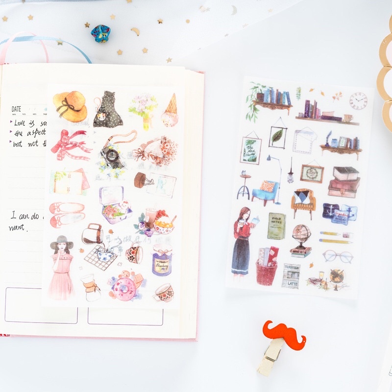 Sticker hình dán đồ dùng nhà bếp trang trí sổ Bullet Journal