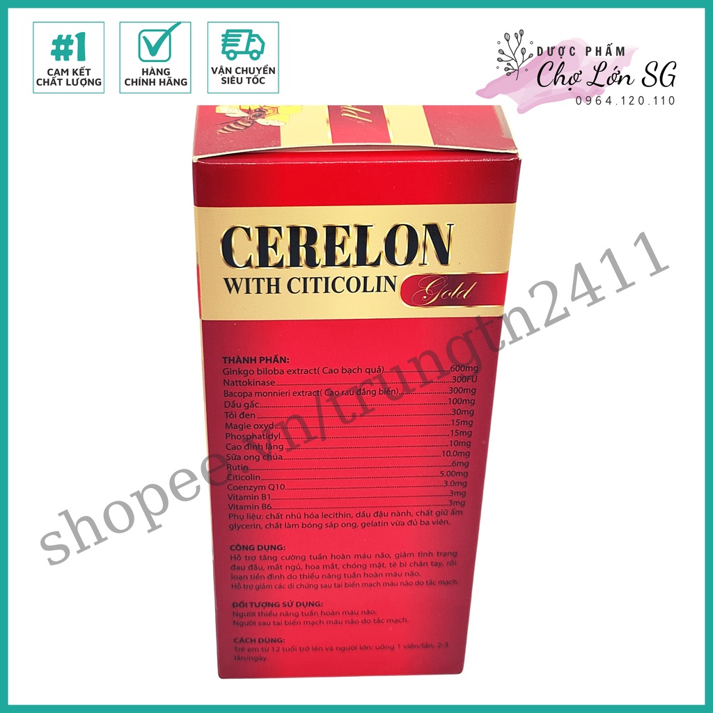 Viên uống bổ não CERELON GOLD giảm đau đầu, mất ngủ, hoa mắt chóng mặt