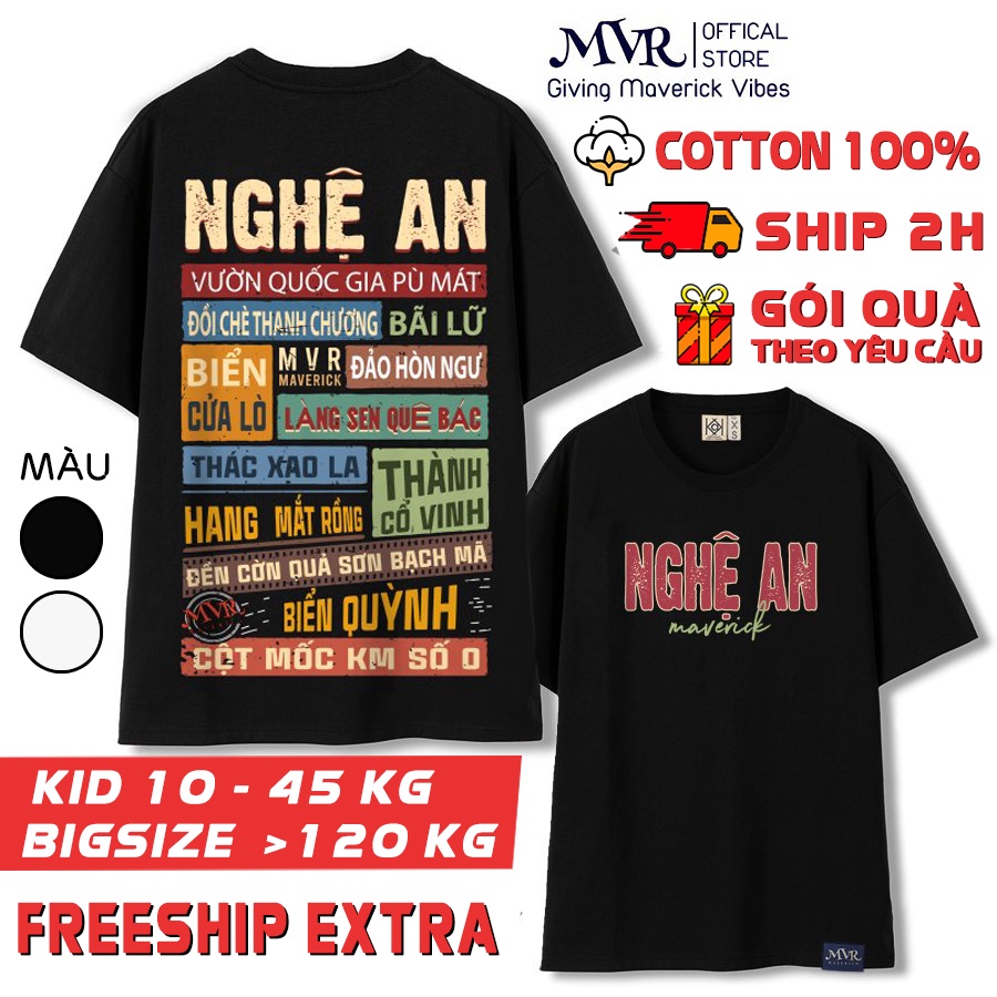 Áo thun Nghệ An - Địa danh và món ăn du lịch quê hương form Unisex phông cotton ao cặp gia đình fact UNDER MVR BB4131