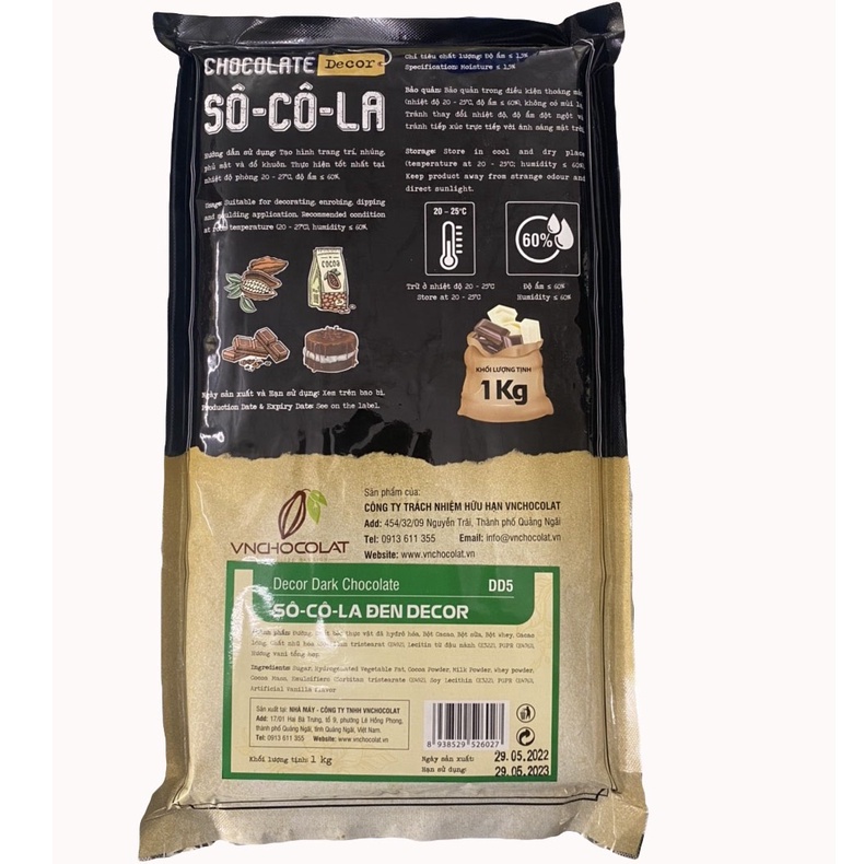 Socola Đen Decor VNChocolat Túi 1kg