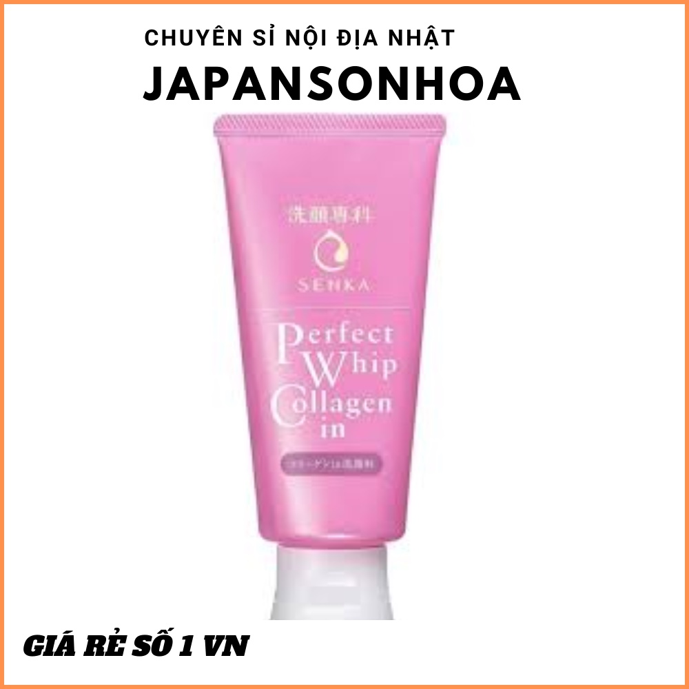 Sửa rửa mặt Senka 🍀CHÍNH HÃNG 🍀 Sữa rửa mặt Perfect Whip Collagen In giúp mờ nếp nhăn, da săn chắc, chống lão hoá