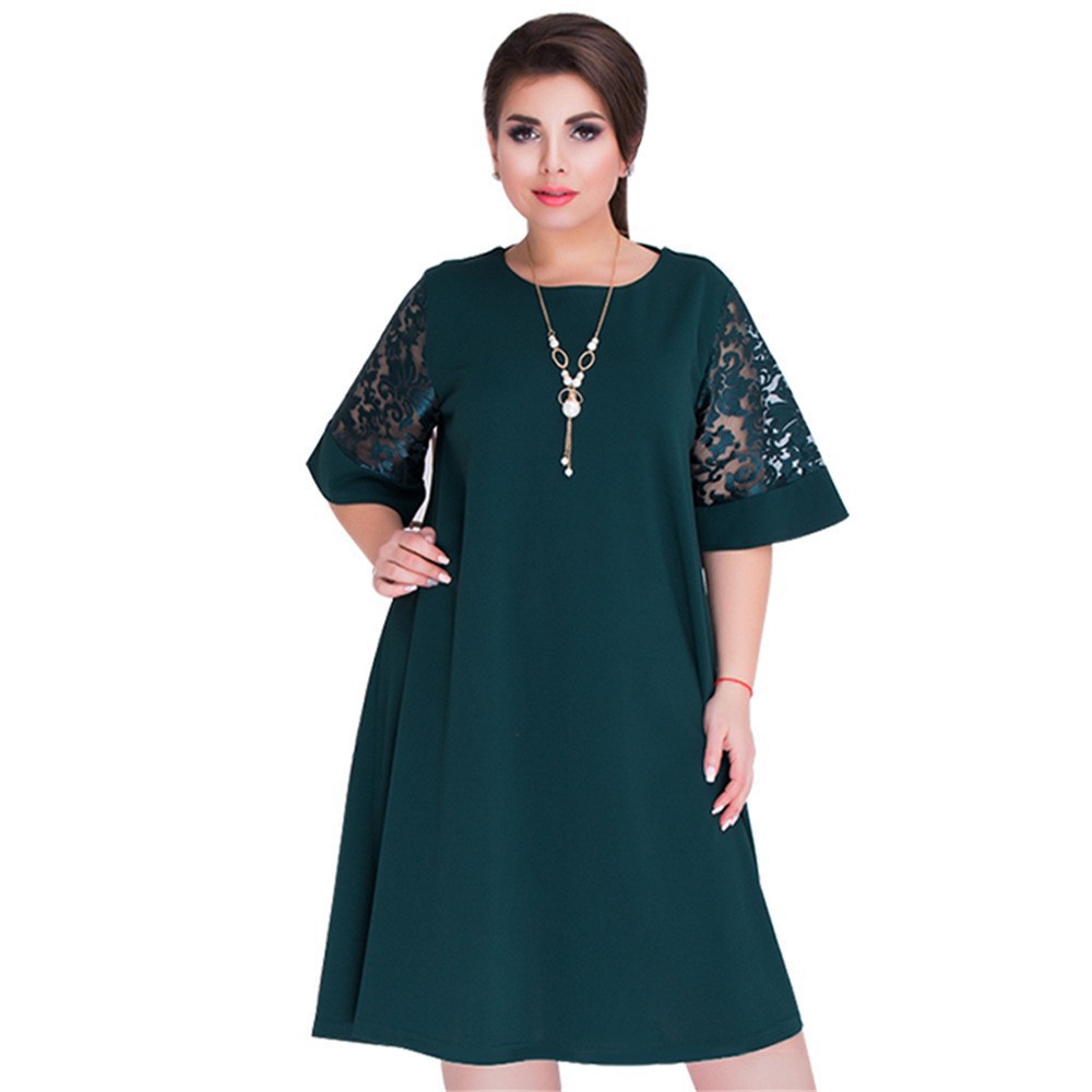 Đầm nữ suông tay ngắn phối ren thời trang | BigBuy360 - bigbuy360.vn