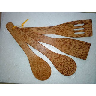 Dụng cụ chiên xào gỗ dừa 4 món