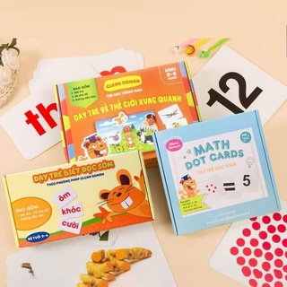 COMBO 3 Bộ thẻ học tập gồm (bộ thế giới xung quanh 300 thẻ, bộ học toán, bộ tiếng viêt)