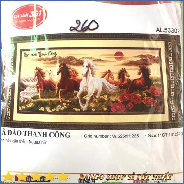 FREESHIP 99K TOÀN QUỐC_Tranh thêu mã đáo thành công 8 con ngựa 3D Ailuo AL53302