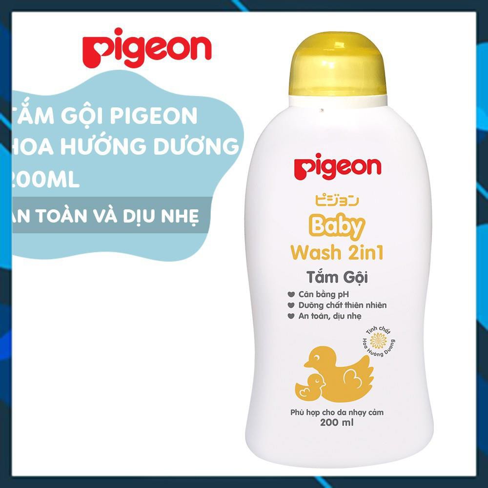 [Chính Hãng] Sữa tắm gội dịu nhẹ Pigeon 200ml 2in1 Hoa hướng dương / Jojoba