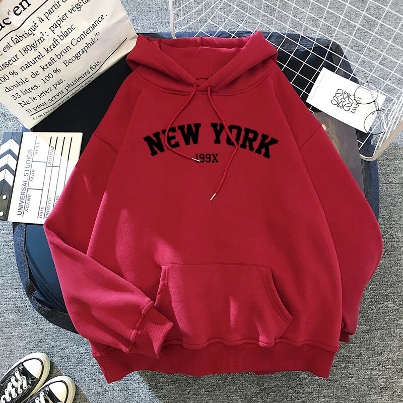 ÁO HOODIE NAM NỮ CHẤT LIỆU NỈ BÔNG MỀM MỊN SIZE TỪ 35-70kg GS28 NEWYORK