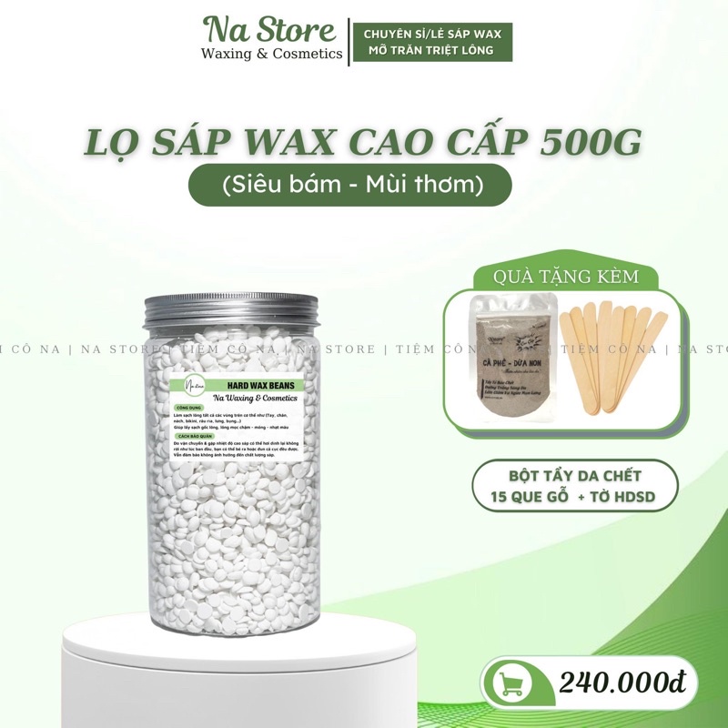 Lọ Sáp Wax Lông Nóng Mùi Dừa 500Gr Sáp [Hủ Pet Siêu Tiết Kiệm Dể Bảo Quản]
