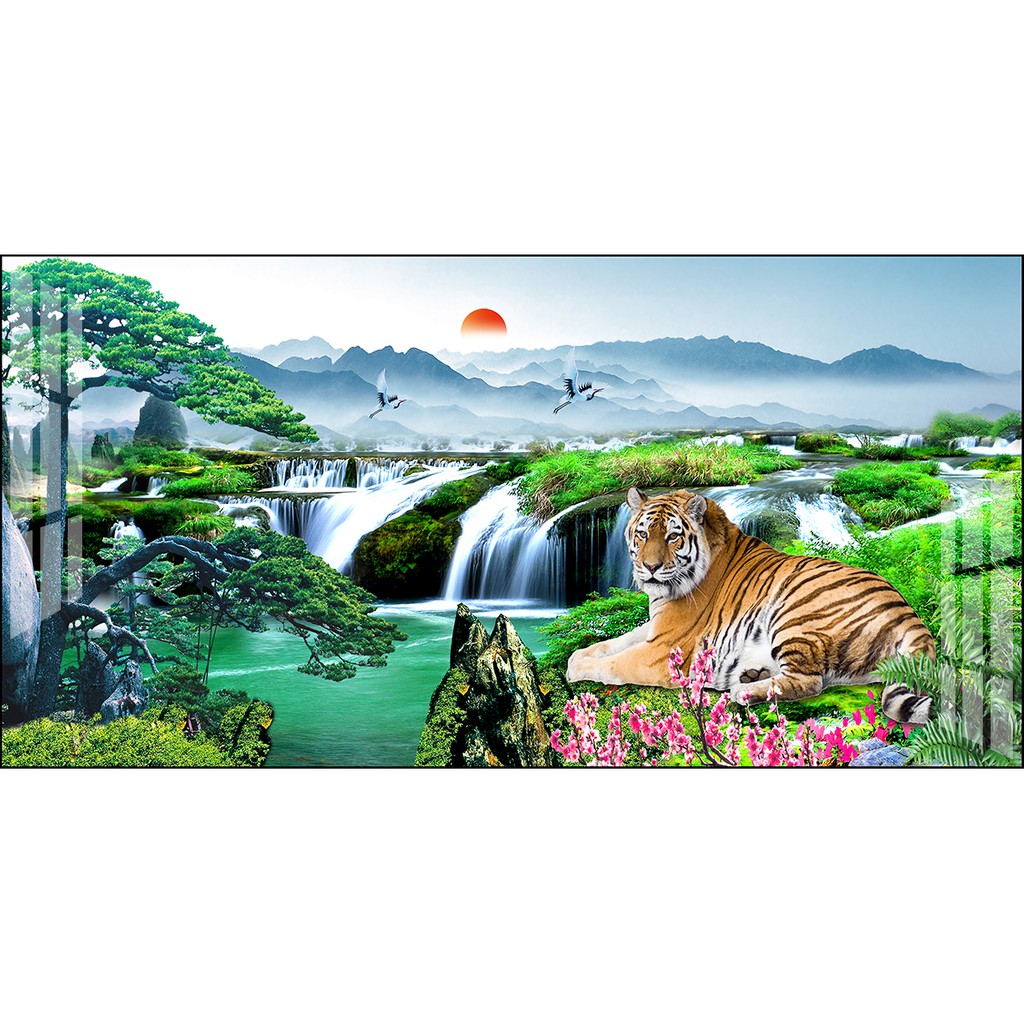 Tranh bóng kiếng Hổ Ngắm Giang Sơn nhiều kích thước Ho_013