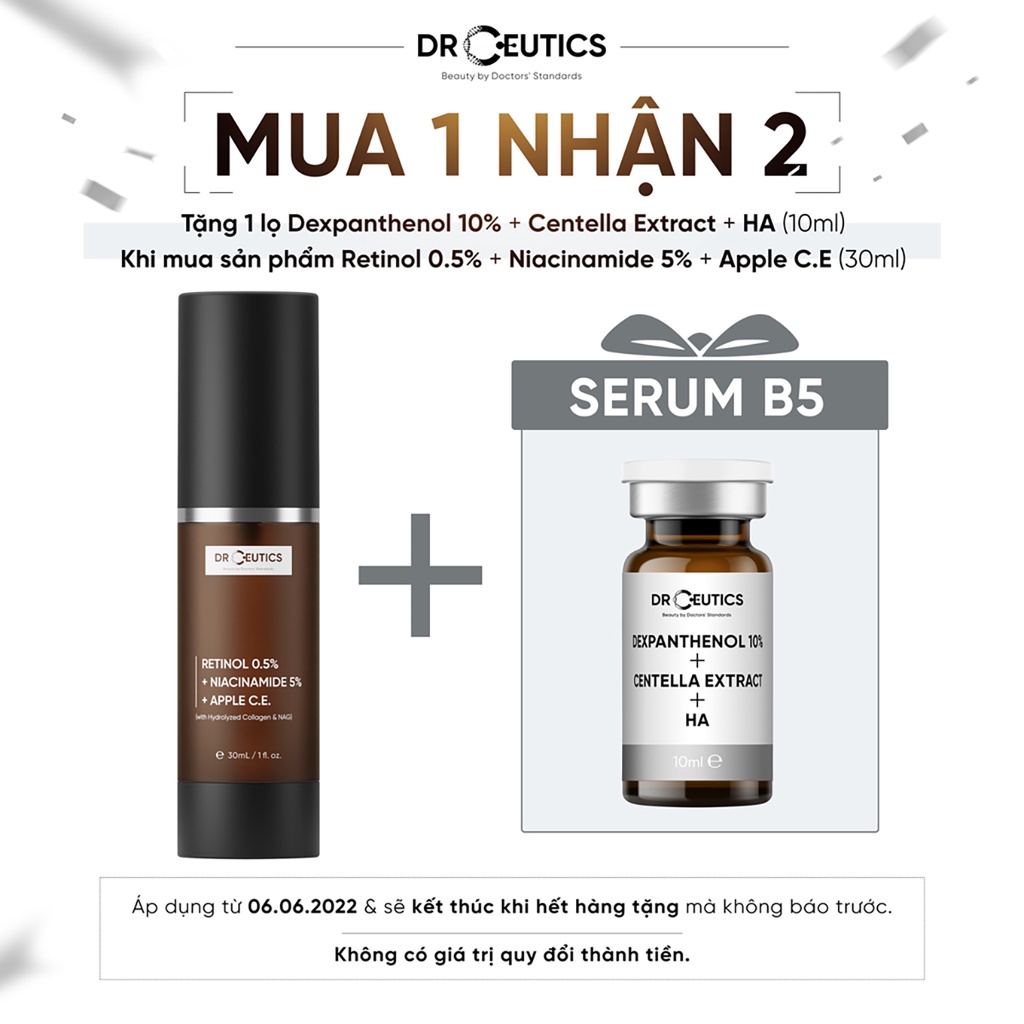 DrCeutics Cream Retinol 0.5% 1.0% + Niacinamide 10% + Apple C.E giảm nếp nhăn li ti, mờ thâm, trẻ hoá da