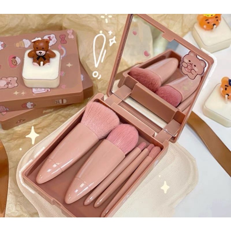 ( Hot tiktok) Bộ cọ trang điểm cá nhân chuyên nghiệp 5 món bỏ túi