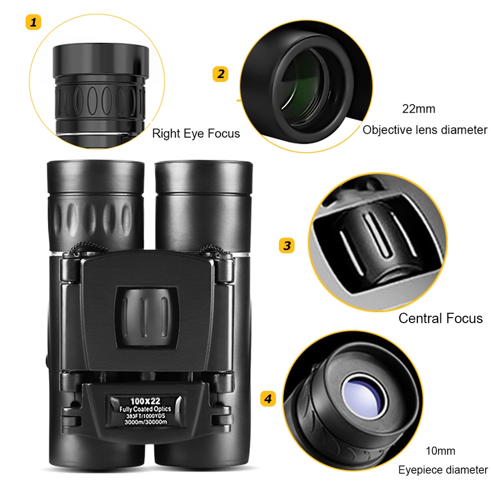 Ống nhòm mini 100X22 tầm nhìn ban đêm công suất cao 30000M HD chất lượng