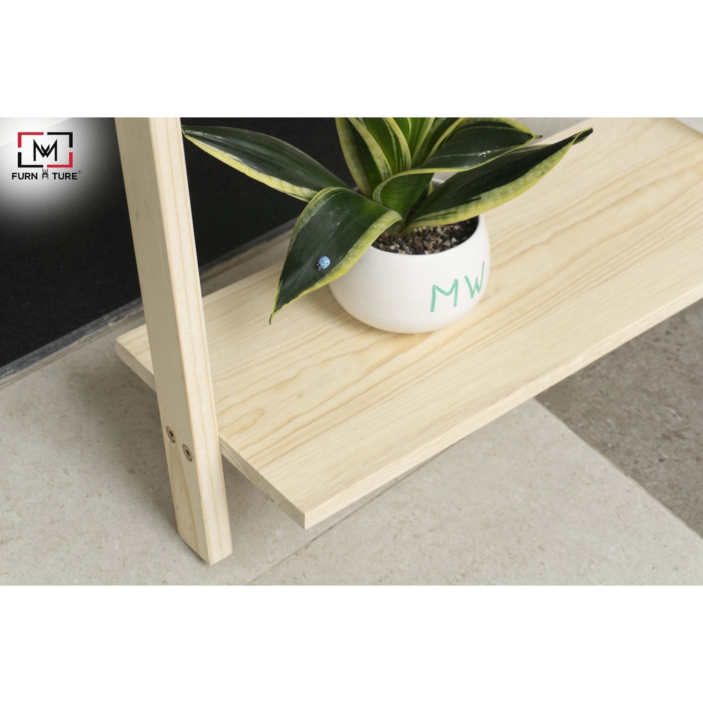 Thang treo đồ trang trí kết hợp kệ màu gỗ - thương hiệu MW FURNITURE - Shelf Ladder Plus Hanger - Nội thất trang trí