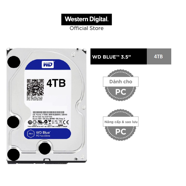 Ổ cứng Western Digital Caviar Blue 4TB 64MB Cache (WD40EZAZ) - Hàng chính hãng