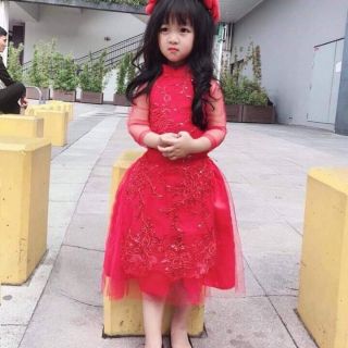 Áo dài cách tân đính kim sa 3 chi tiết bé gái 8 - 38kg