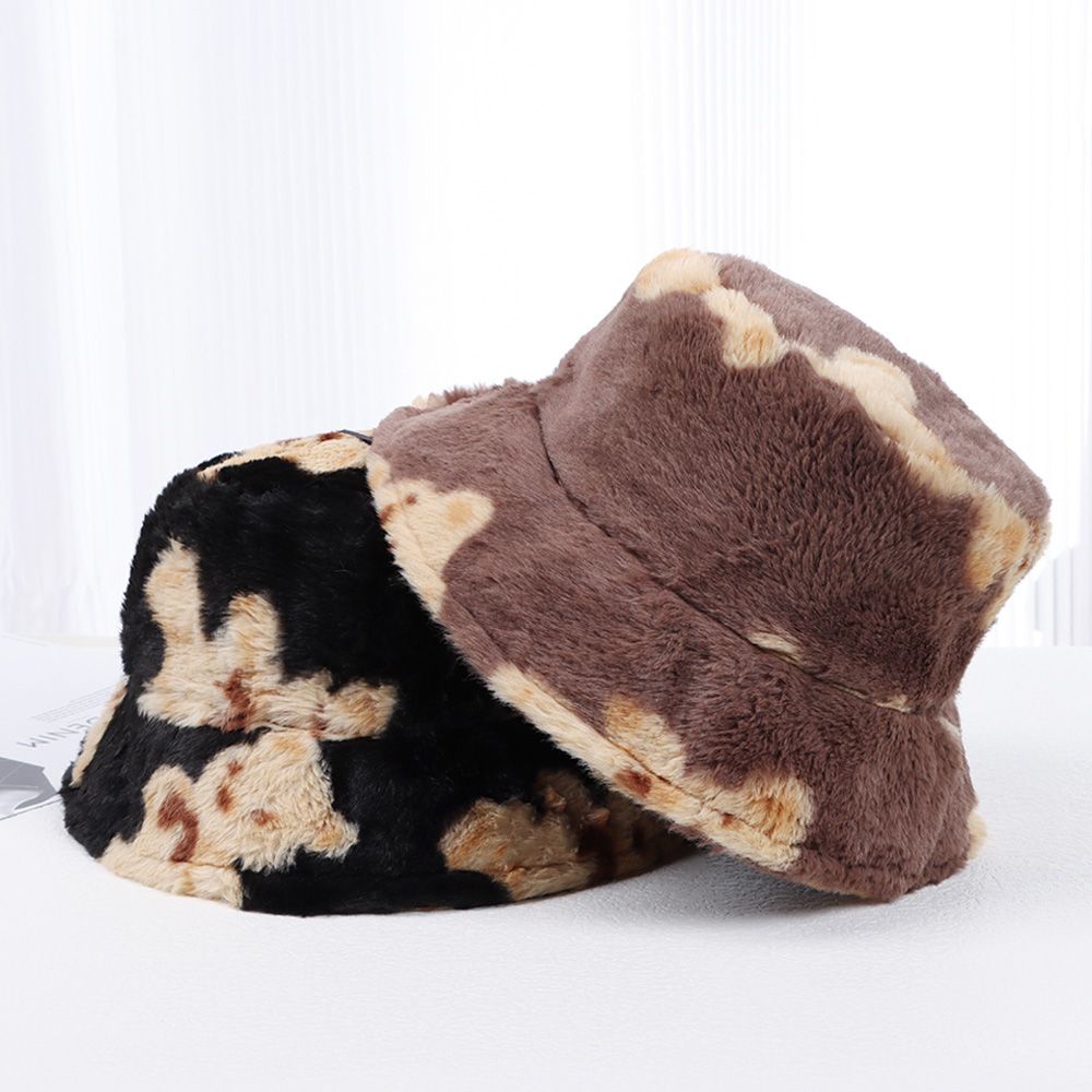 Mũ bucket lông cừu giữ ấm mùa thu đông hình gấu dễ thương cho nam nữ MIHAN1