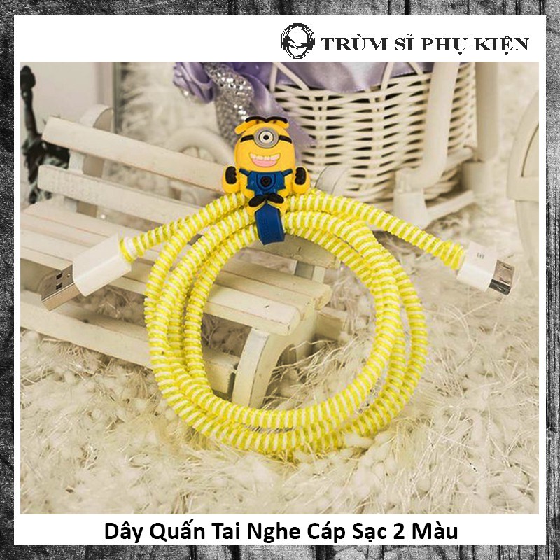 (COMBO 4 Dây) Dây Quấn Tai nghe Cáp Sạc 2 Màu (4 Sợi Cùng Màu) TSTD